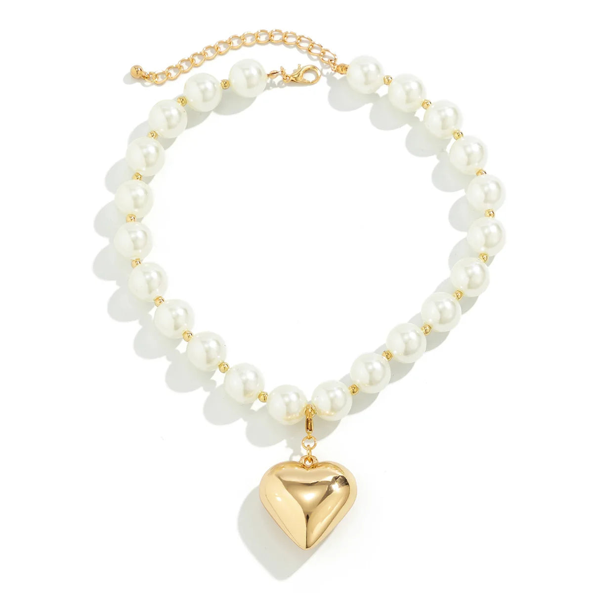 Vintage Pearl Heart Pendant Choker Necklace