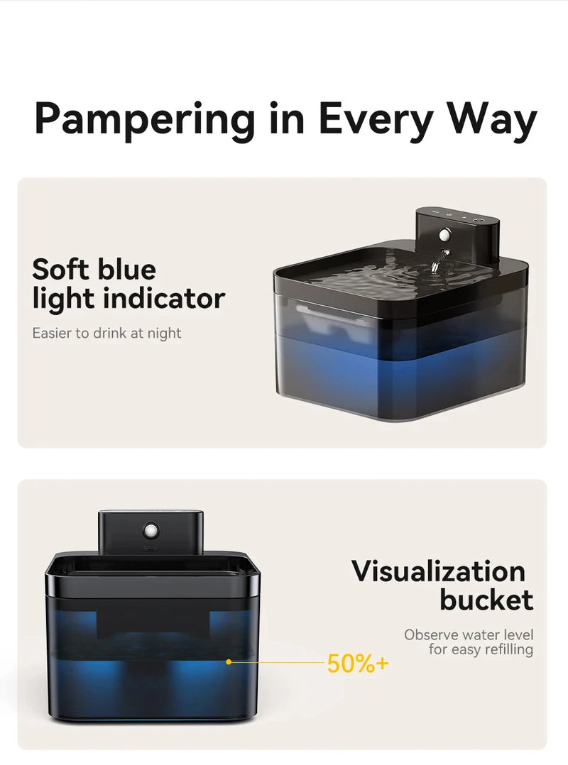 Wireless Cat Water Fountain with Infrared Sensor and 2600mAh Battery