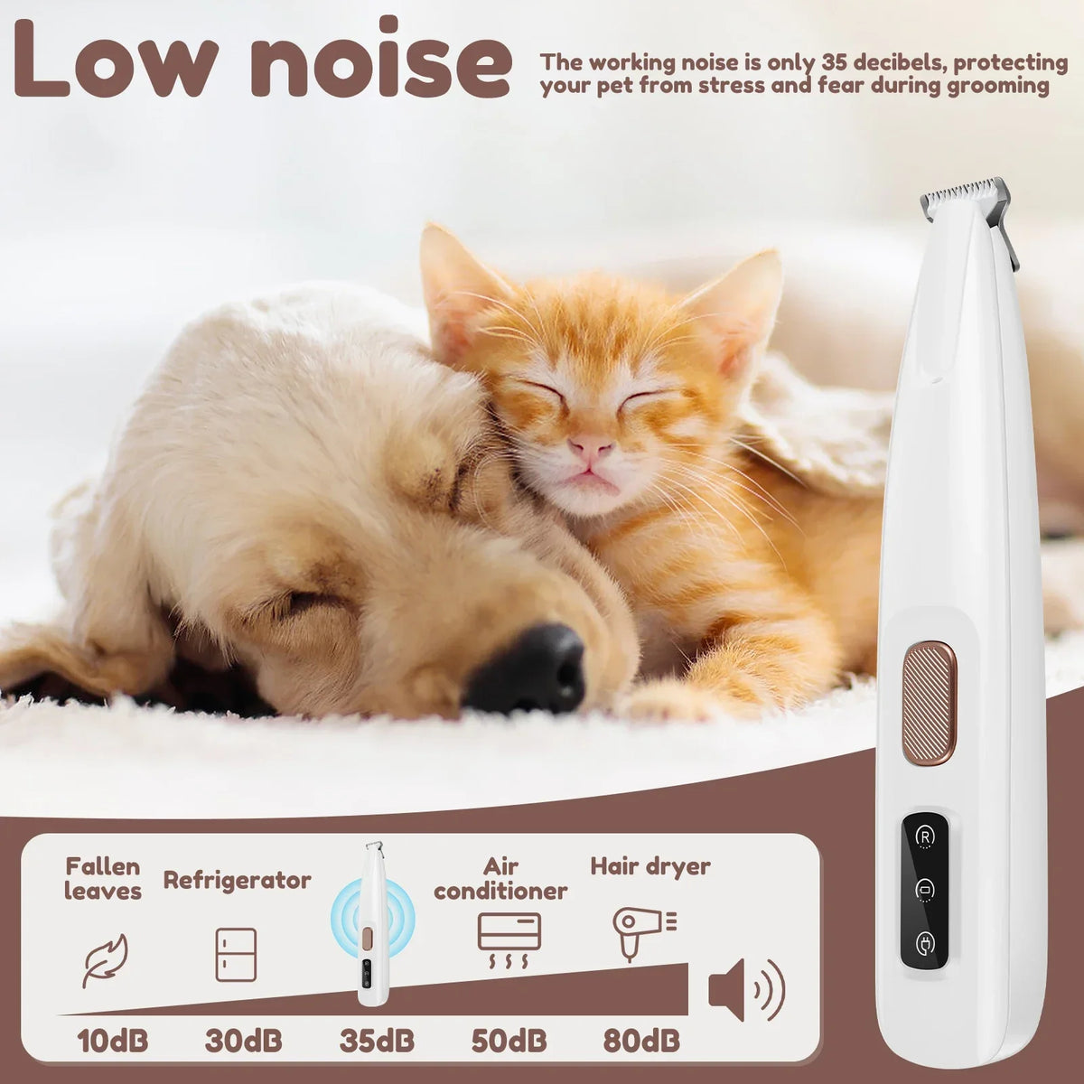 Cordless Waterproof Dog Paw Trimmer with LED Light