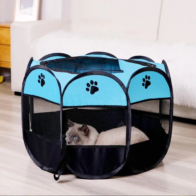 Foldable Octagonal Pet Tent with Breathable Mesh - Portable Outdoor Dog & Cat Shelter