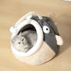 Cozy Cave Cat Bed with Lantern Fish Design