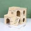 Natural Wooden Hamster Villa with Climbing Platform
