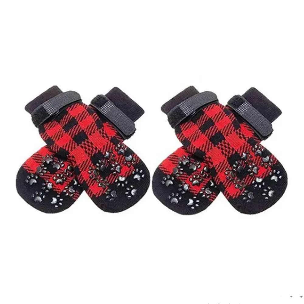 Breathable Anti-Slip Dog Socks with Paw Print Design (4-Pack)