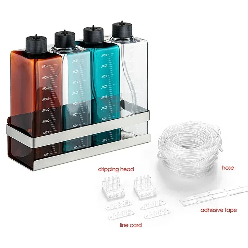 Kit de Bouteilles pour Pompe Doseuse d'Aquarium avec Support en Acier Inoxydable