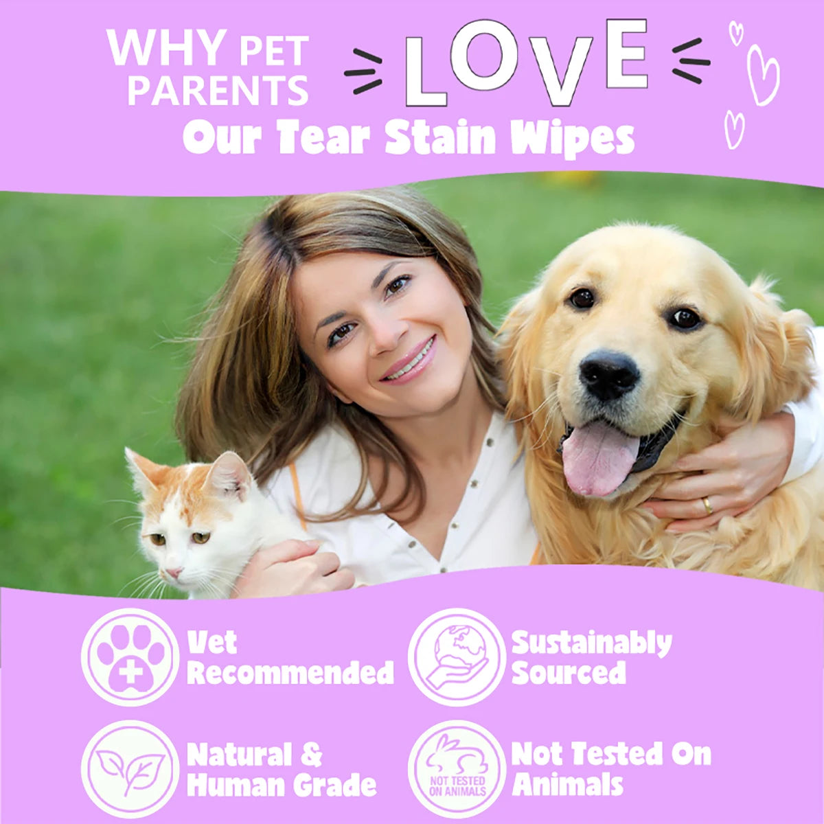 Gentle Pet Eye Wipes with Plant Extracts for Cats and Dogs