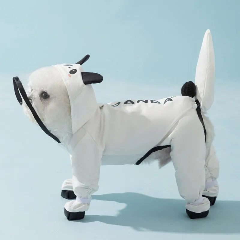 Small Dog Full-Body Raincoat with 4-Leg Coverage