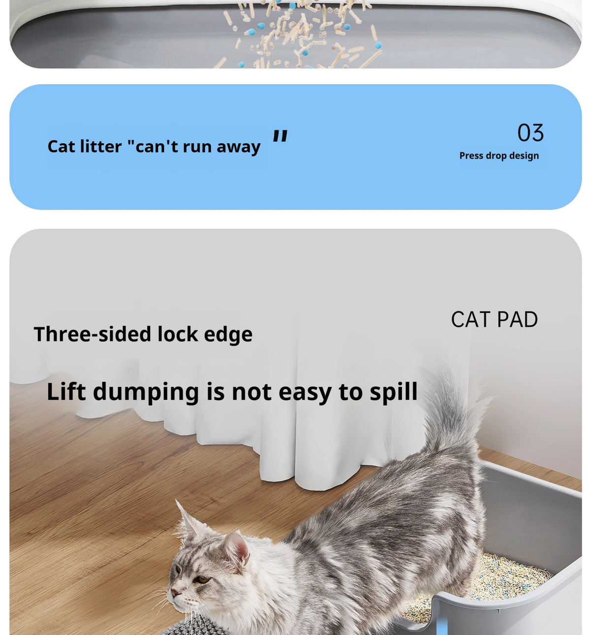 Waterproof Double-Layer Cat Litter Mat with Non-Slip Base