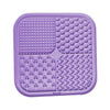 Purple silicone pet licking mat with suction cups for slow feeding dogs and cats