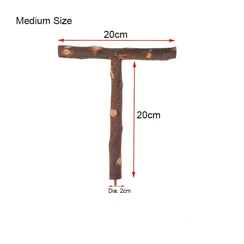 Percha de madera natural de tamaño mediano para aves y mascotas pequeñas, con 20 cm de largo y 2 cm de diámetro