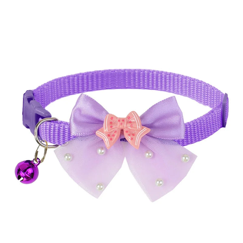 Adjustable Lace Bow Collar for Small Dogs and Cats
