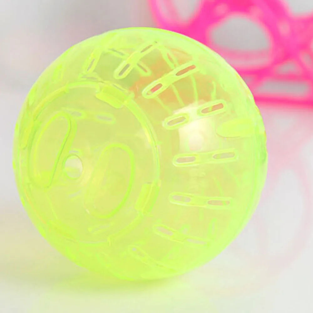 A transparent lime green exercise ball designed for small pets.