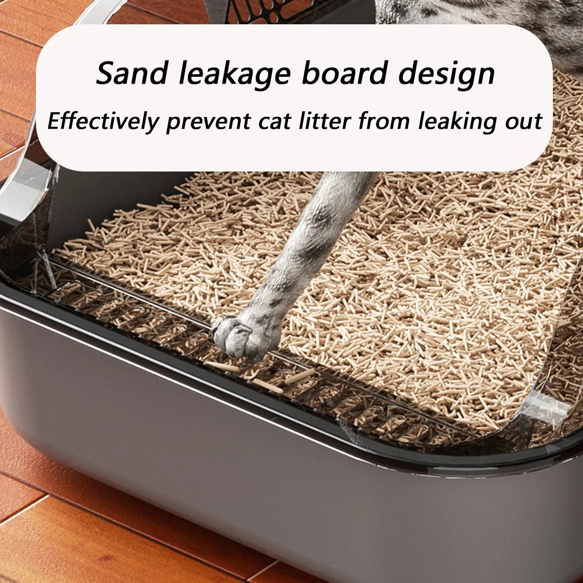 Semi-Enclosed Cat Litter Box with High Splash Guard