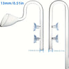 Clear borosilicate glass lily pipe with a curved tube and two flower-shaped tips for planted aquariums