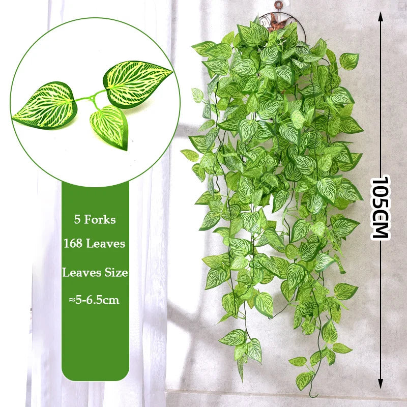Artificial ivy wall hanging plant featuring five forks and 168 leaves with a size of 5-6.5cm.
