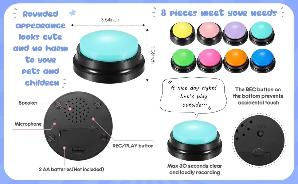 Recordable Talking Buttons for Dog Communication Training