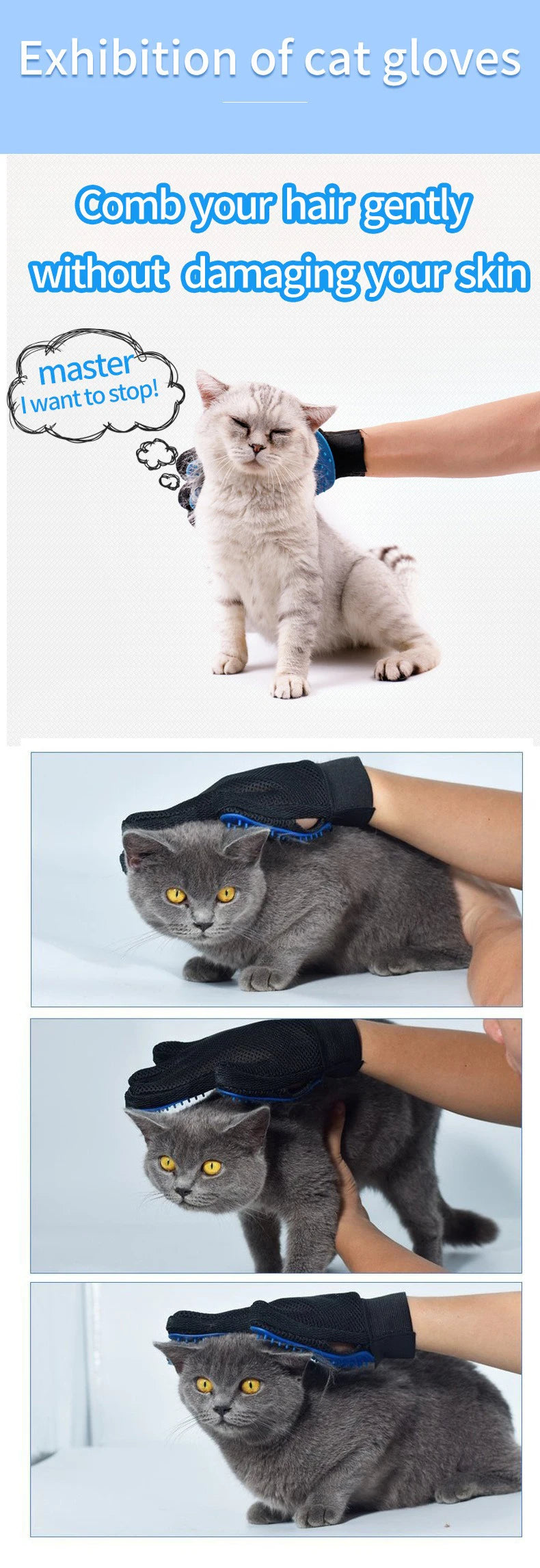 Gants de toilettage en silicone pour animaux
