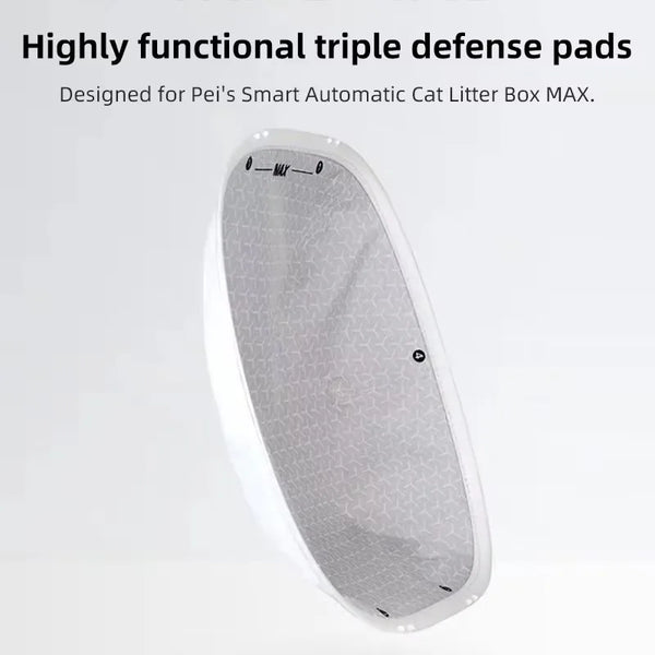 A white triple defense pad designed for Pei's Smart Automatic Cat Litter Box MAX.