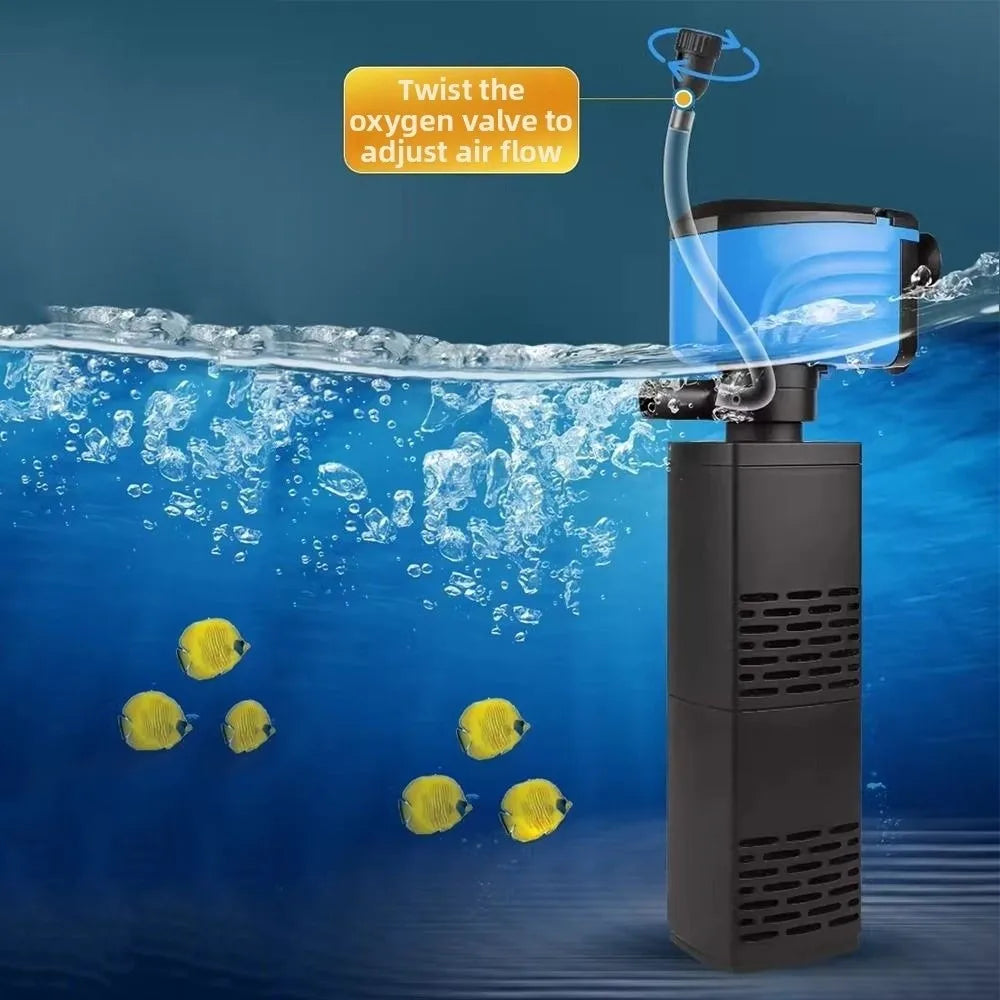 3-in-1 Aquarium Filter Pump with Adjustable Flow & Quiet Operation