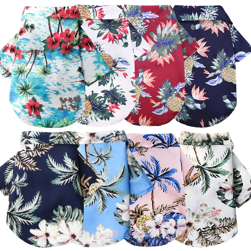 Hawaiian Leaf Print Summer Shirt for Small Dogs & Cats