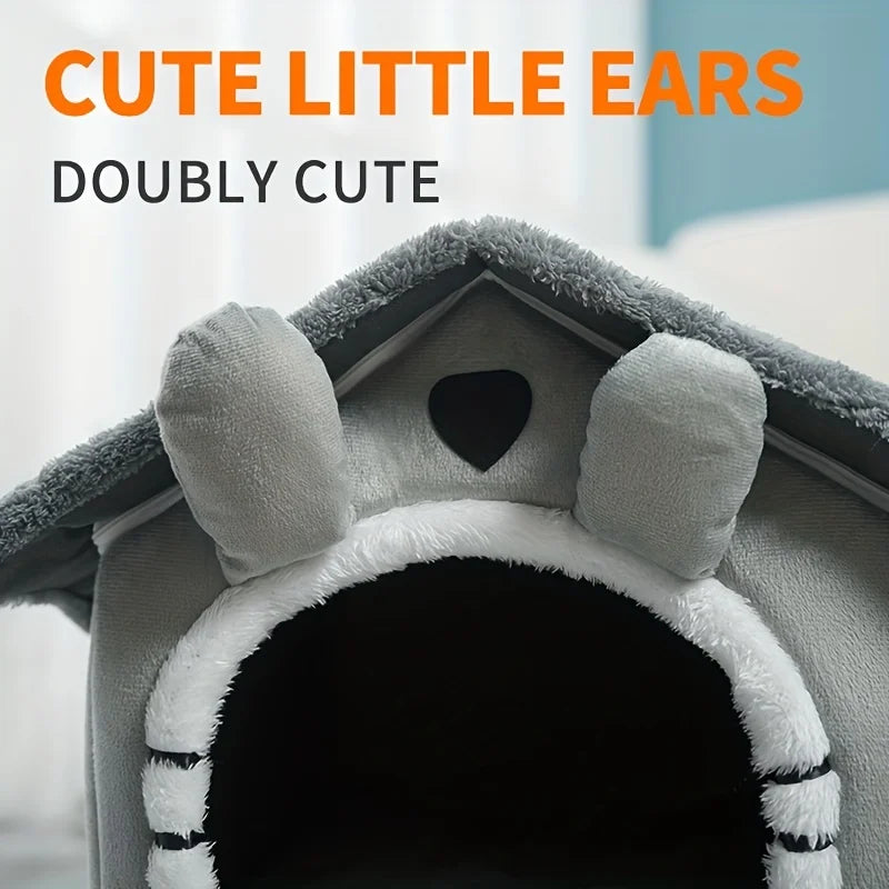 Lit Grotte Pliable pour Animaux avec Housse Lavable