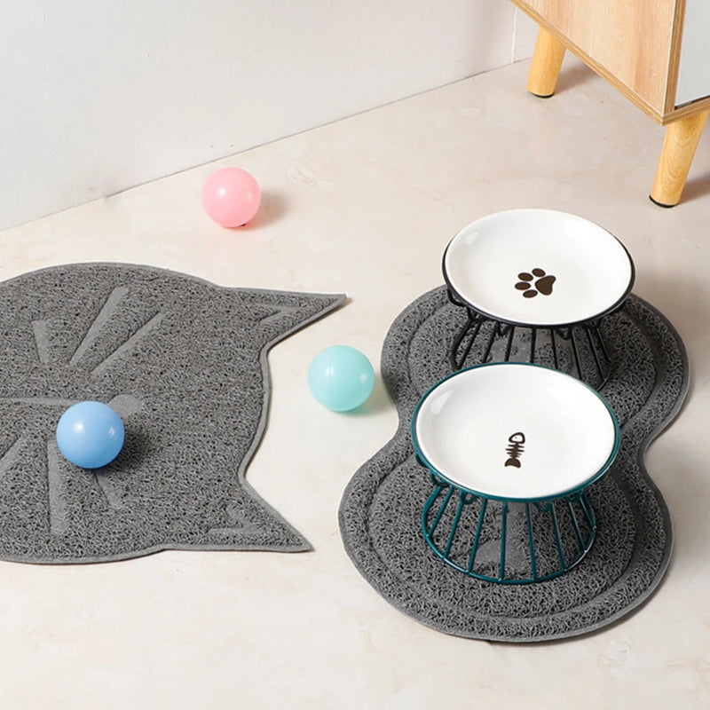 Whisker-Friendly Cat Bowl with Stand - Ceramic Anti-Tip