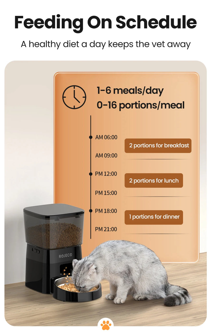 Distributeur de nourriture automatique pour animaux avec commande par bouton