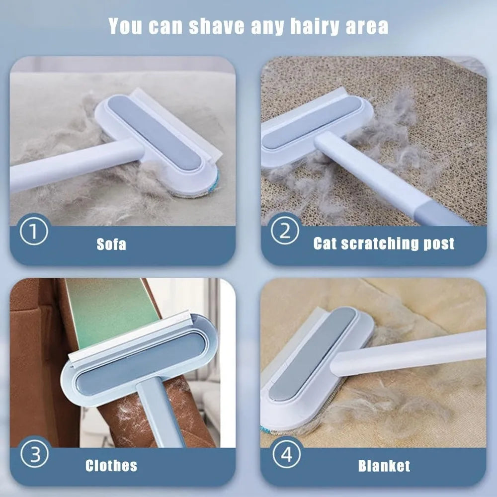 Multi-Surface Pet Hair Remover Brush with Self-Cleaning Base