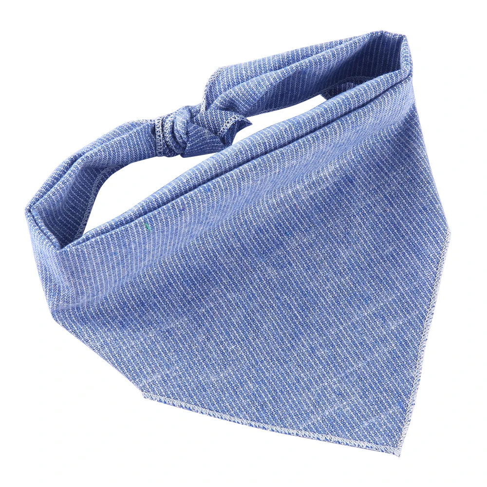 Blue White Striped Cotton Dog Bandana with Adjustable Fit