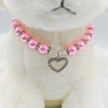 Pearl Pet Necklace with Heart-Shaped Rhinestone Pendant