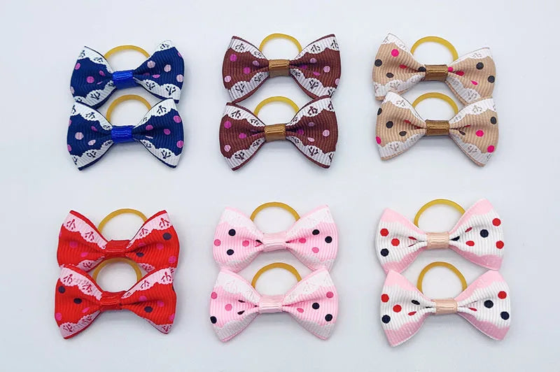 Pet Hair Bows with Elastic Bands (100-Pack)