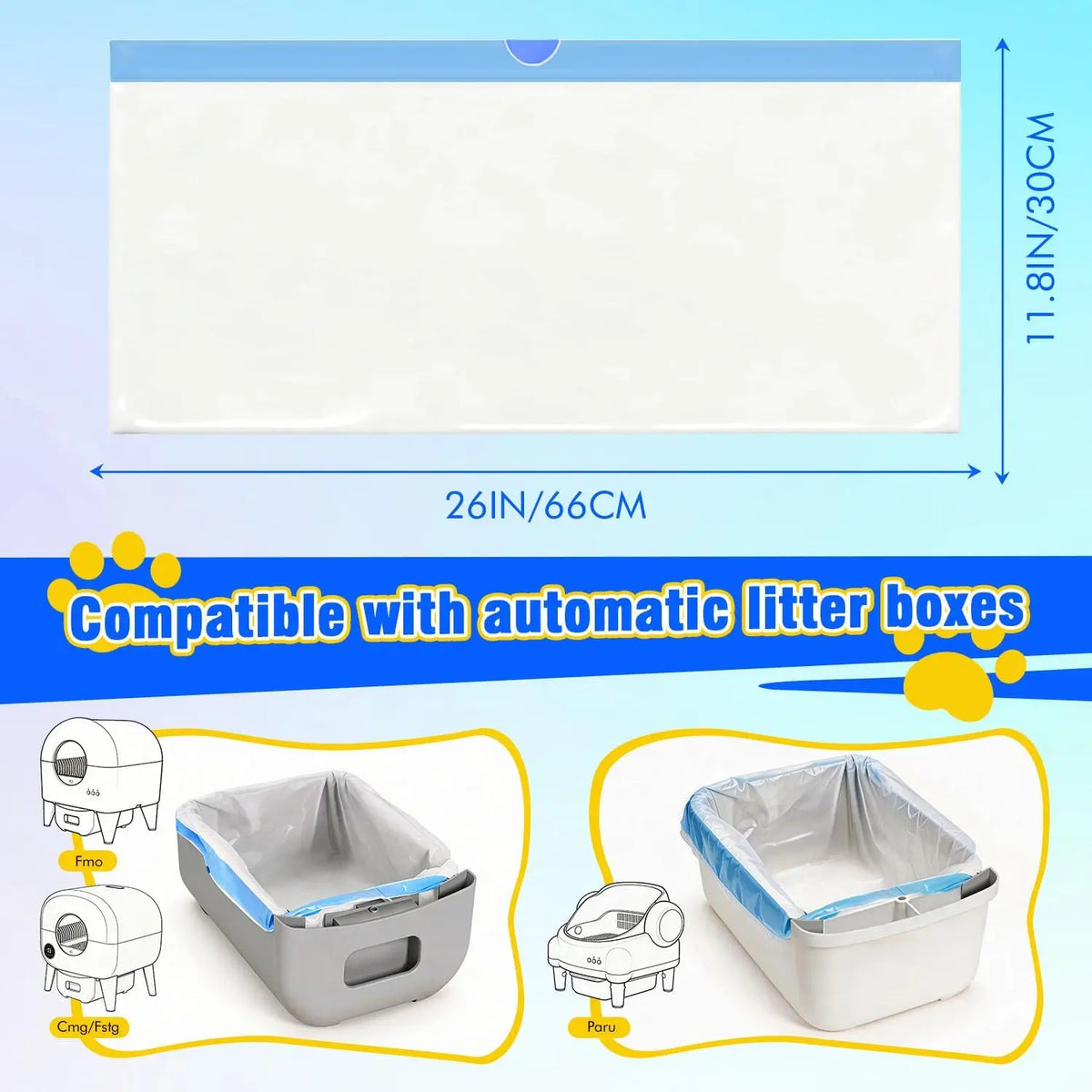 Leak-Proof Drawstring Cat Litter Bag for Self-Cleaning Litter Boxes