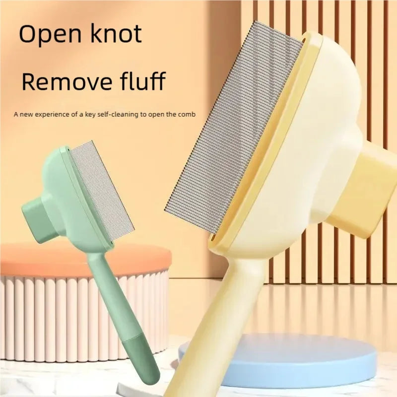 Self-Cleaning Pet Grooming Brush with One-Button Hair Release