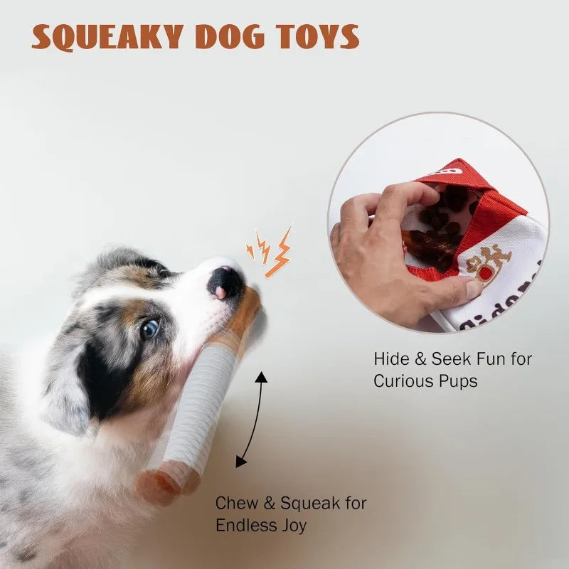 Interactive Cigar-Shaped Plush Dog Toy