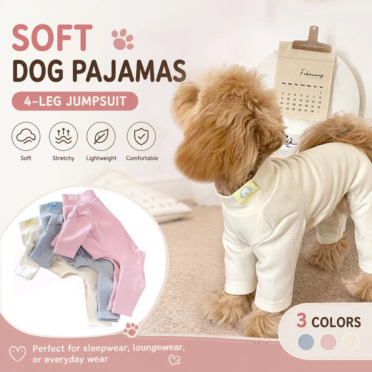 Comfy Four-Leg Pet Pajamas for Small and Medium Dogs & Cats