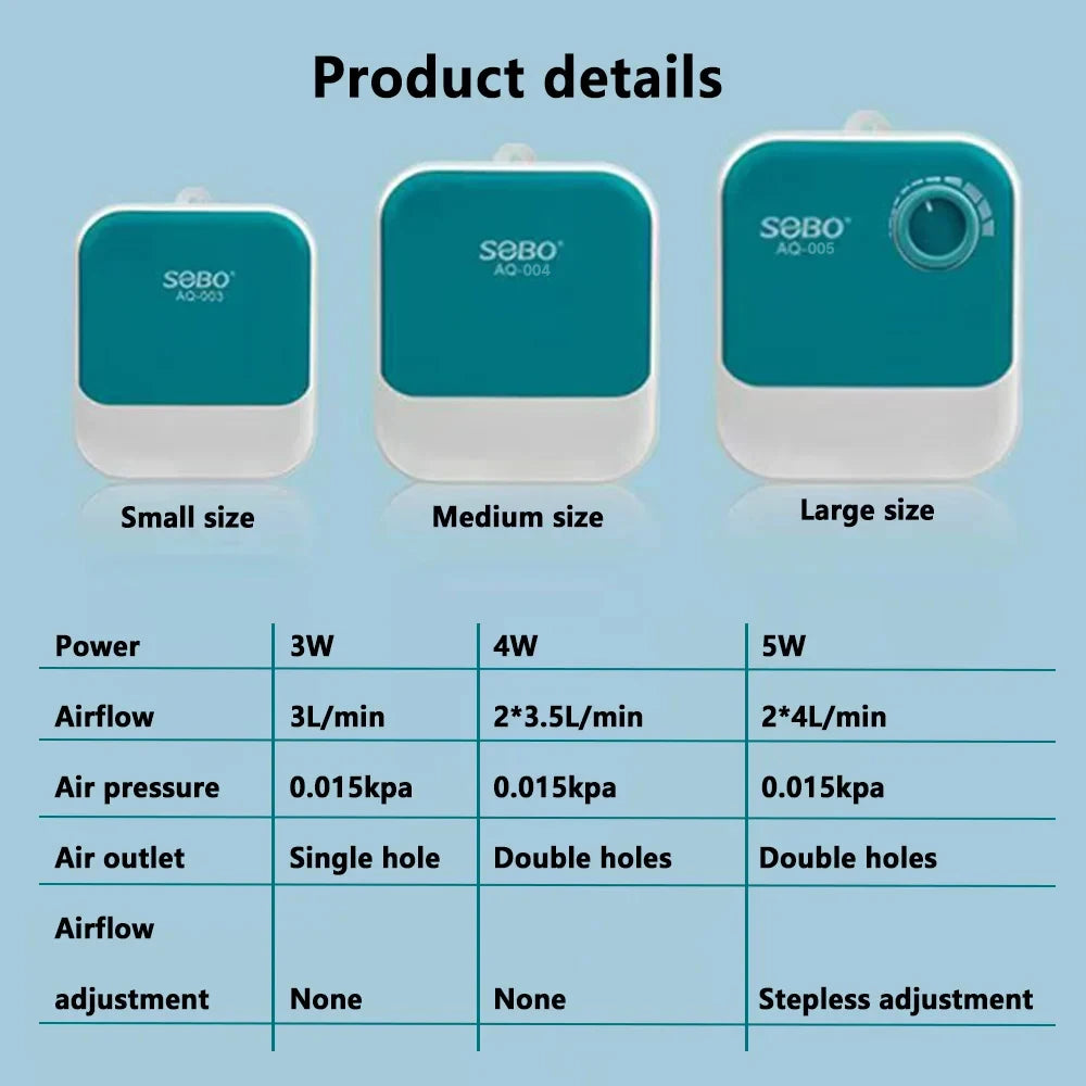 Adjustable Aquarium Air Pump with Powerful Oxygen Output