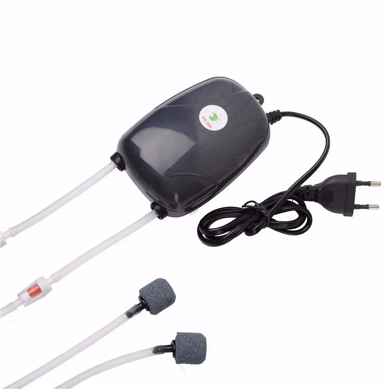 Quiet Dual-Outlet Aquarium Air Pump with Check Valve