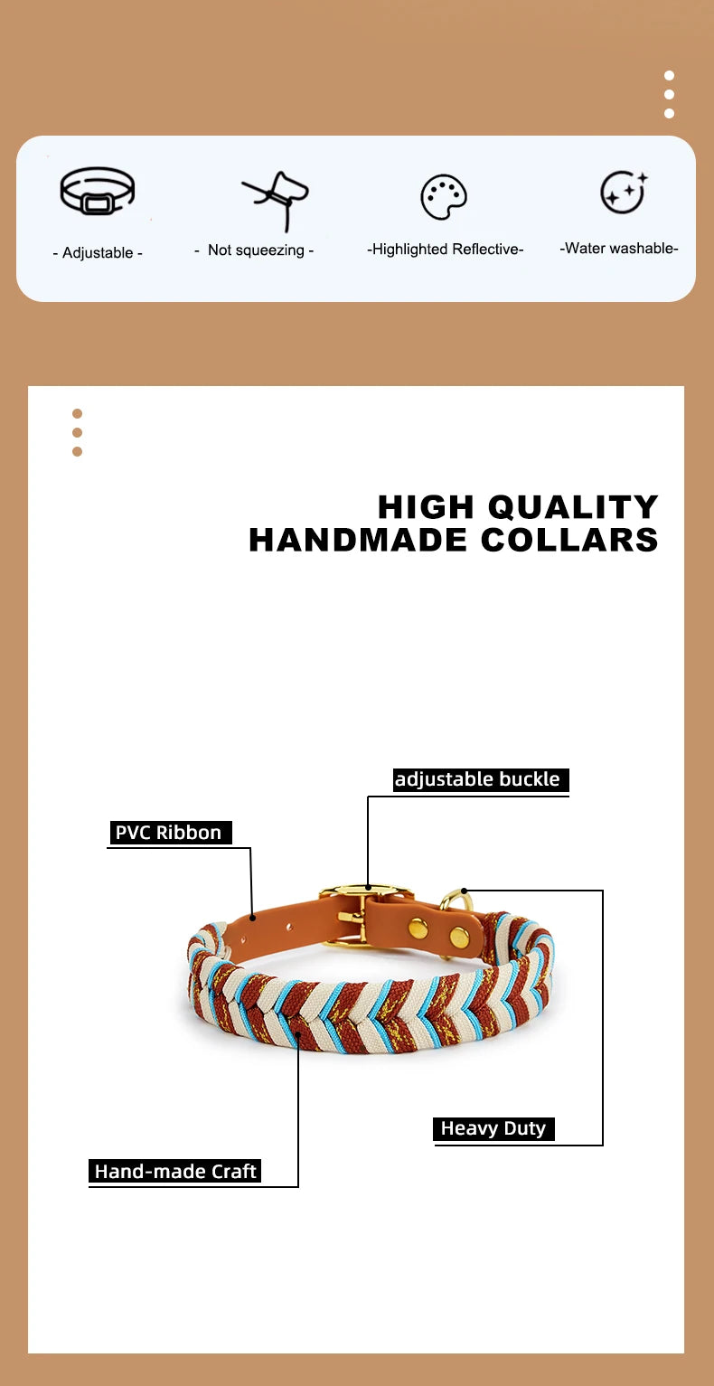 Handcrafted Colorful Striped Dog Collar