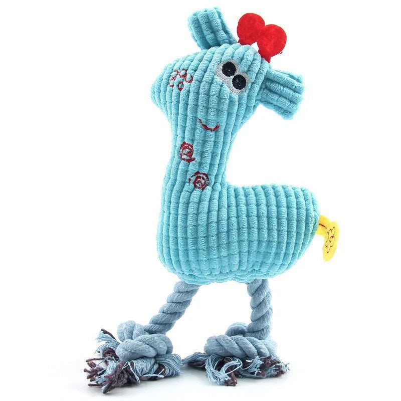Plush Bone Squeaky Dog Toy for Teething and Play
