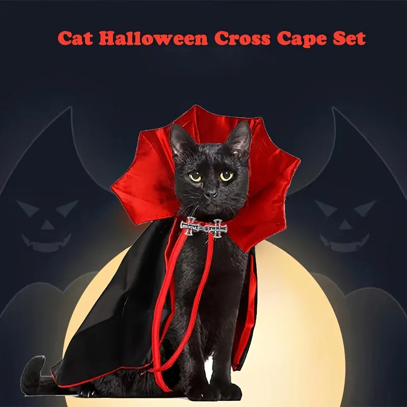 Halloween Vampire Cape & Collar Set for Cats