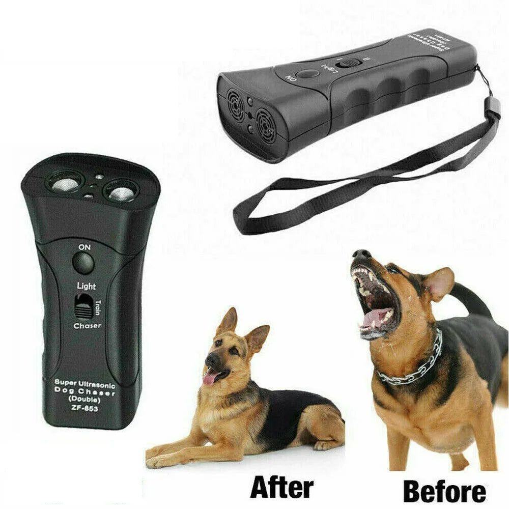 Comparación antes y después de un dispositivo de disuasorio para perros ultrasónico