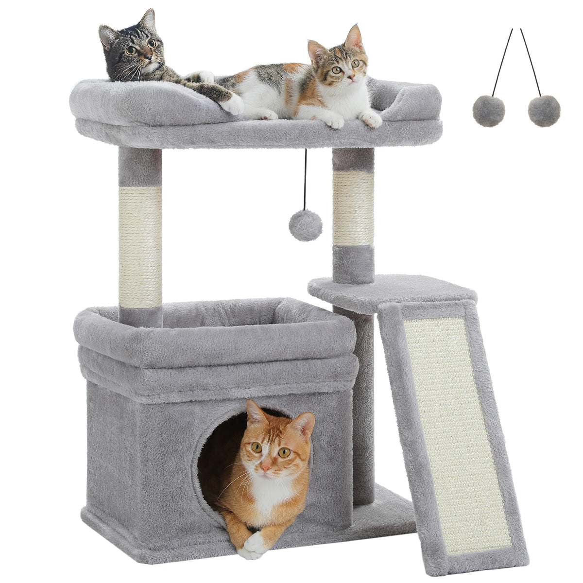 Compact Cat Tree Tower with Sisal Scratching Posts and Cozy Perches