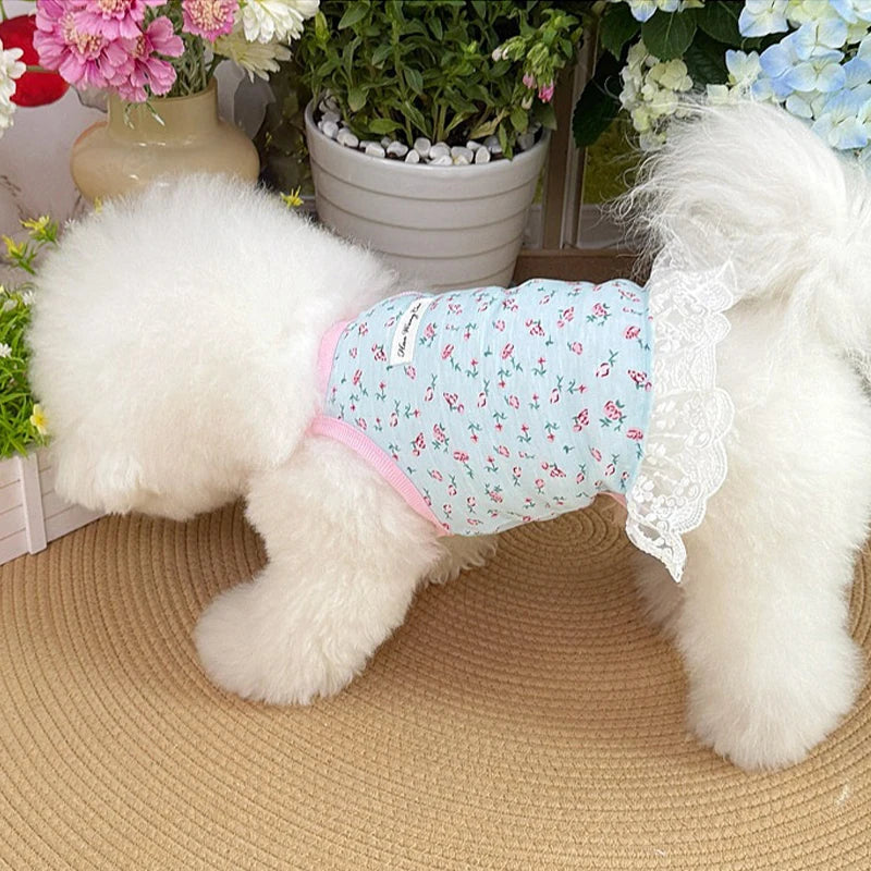 Vestido Floral de Encaje para Mascotas