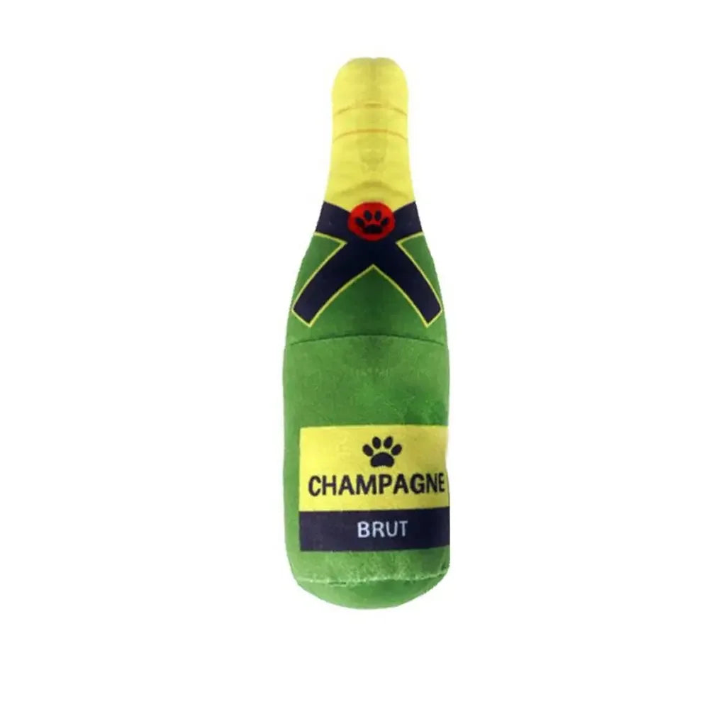Whimsical Wine Bottle Dog Toy with Squeaker