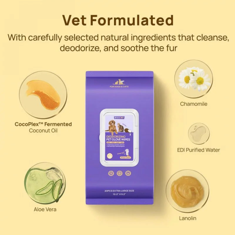 Natural No-Rinse Pet Grooming Wipes