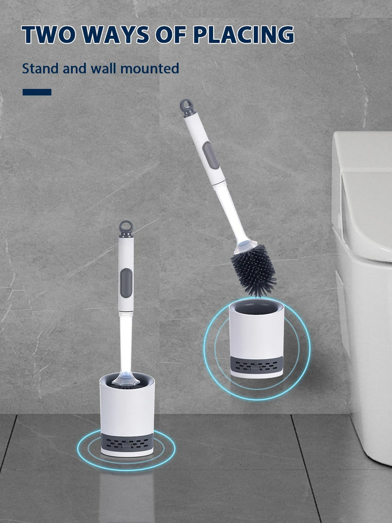 Porte-brosse WC mural réutilisable avec long manche