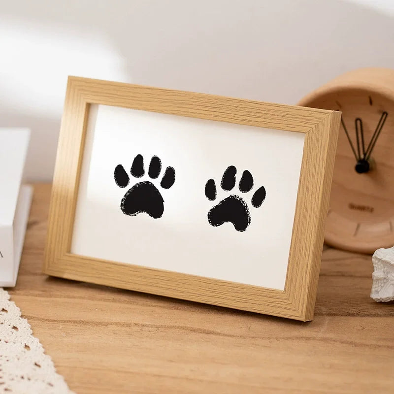 Wooden Baby Handprint & Pet Paw Print Keepsake Frame with Imprint Kit