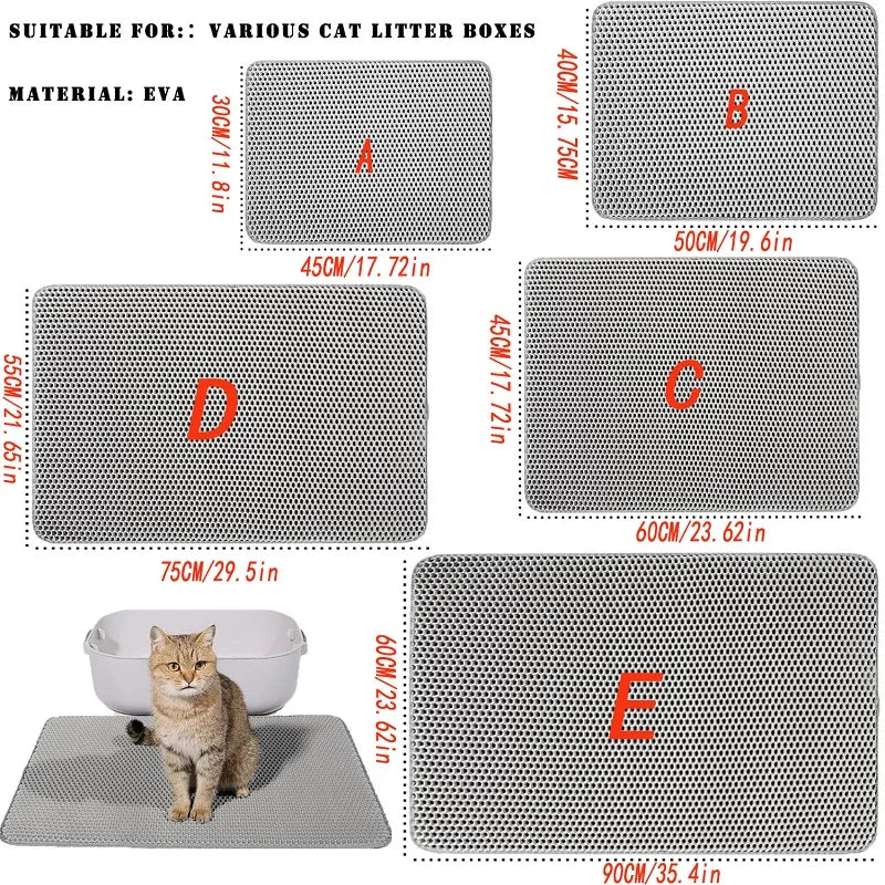 Double-Layer Waterproof Cat Litter Mat with Anti-Slip Base