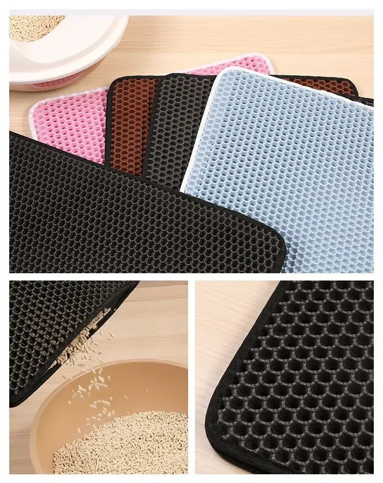 Double-Layer Waterproof Cat Litter Mat with Non-Slip Base