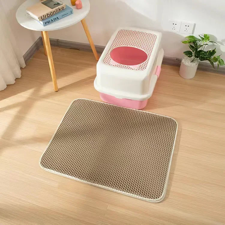Double-Layer Waterproof Cat Litter Mat with Non-Slip Base