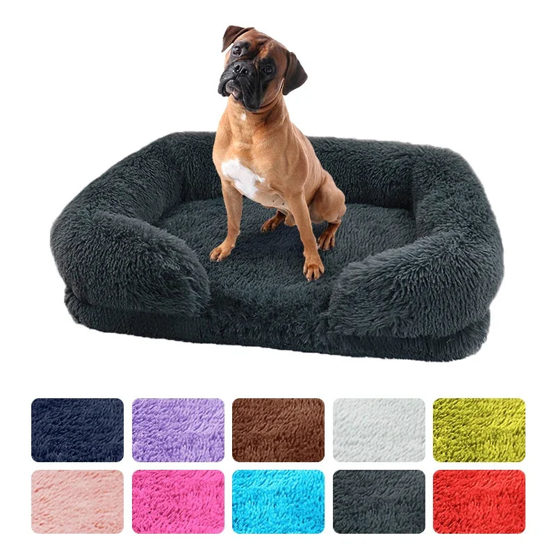 Large Dog Bed with Plush Cover and Removable Pad